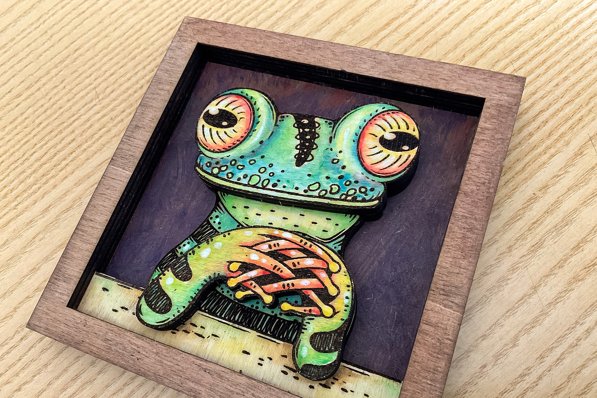 Funny Frog Laser Cut Template DIY, an Object Illustration by Bubert Art (Photo 4 of 6)