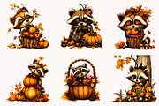 Whimsical Autumn Raccoon Clipart, a Seasonal Illustration by Designworld (Thumbnail 3 of 8)