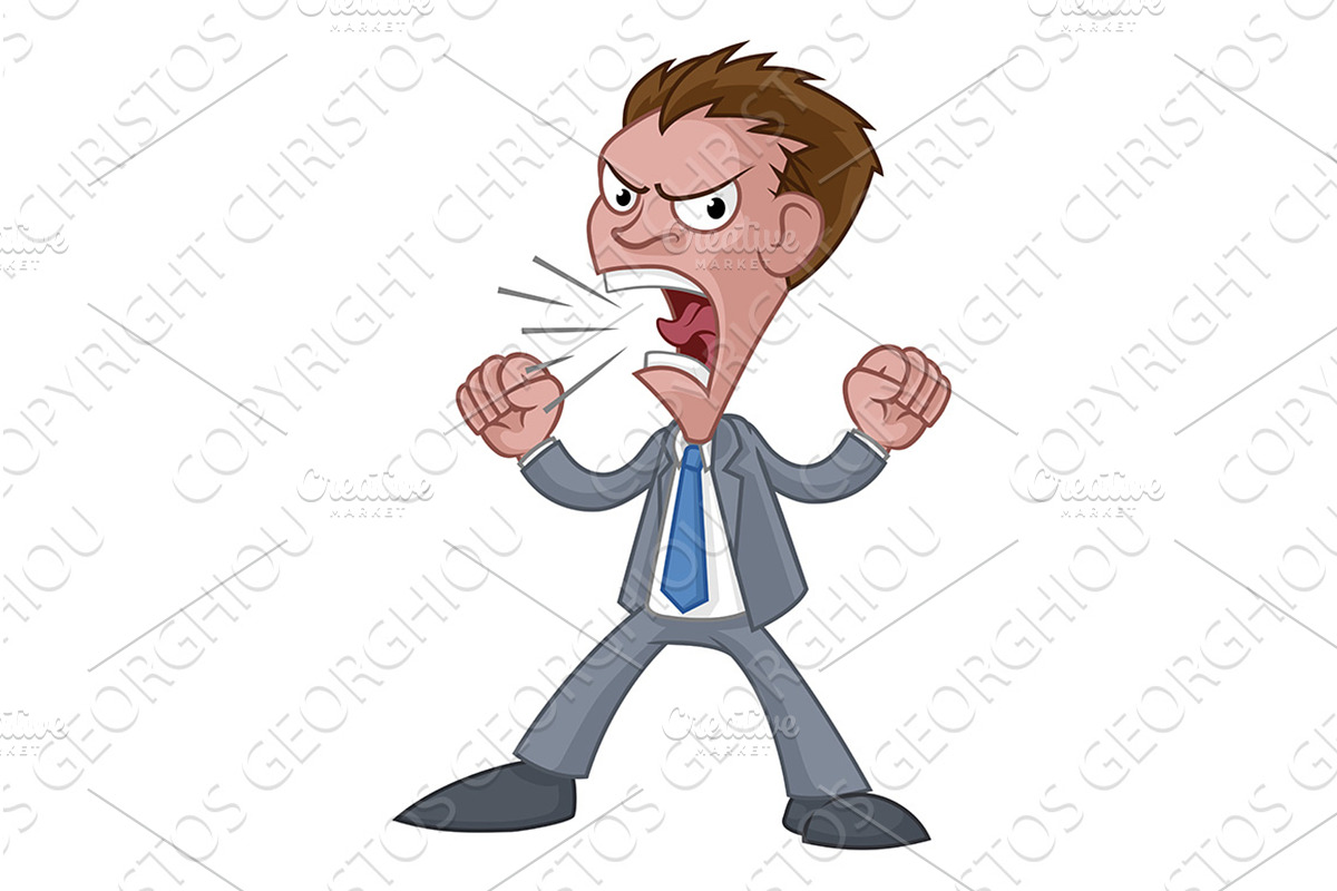 Angry Boss Office Worker In Suit, a Person Illustration by Christos Georghiou