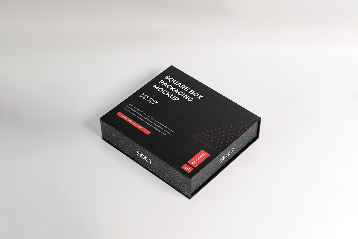 Square box packaging mockup set, a Packaging Mockup by Assyat (Photo 6 of 6)