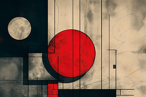 Abstract geometric artwork featuring bold shapes and contrasting, a Decorative Illustration by ImageMir