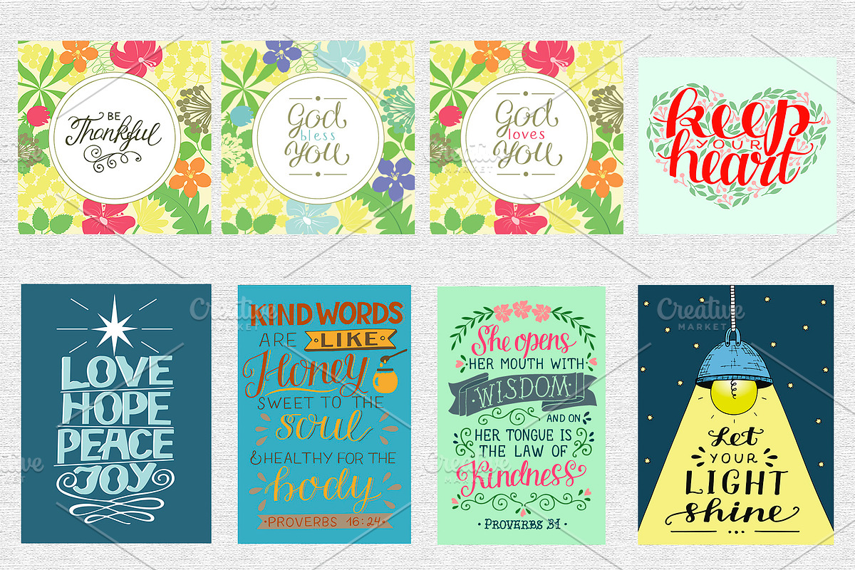 BUNDLE 74 BIBLE QUOTES, an Illustration by Ola-la-la (Photo 4 of 15)