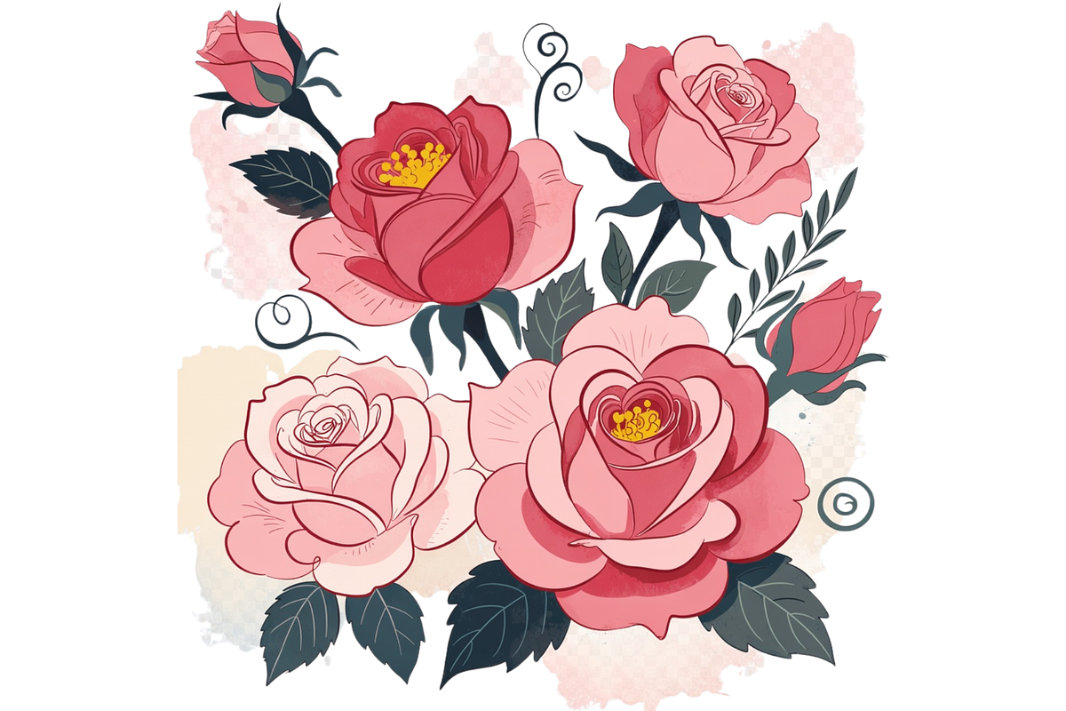 Whimsical Roses Valentine clipart, a Seasonal Illustration by Creative design (Photo 5 of 7)