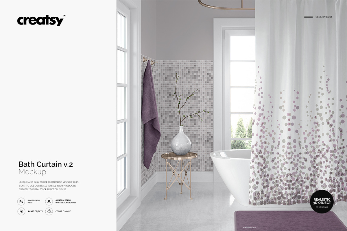 Bath Curtain v.2 Mockup, a Household Mockup by creatsy2 (Photo 1 of 3)