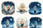 Watercolor Dream Ships Clipart, a Transportation Illustration by Design Scotch (Thumbnail 5 of 8)
