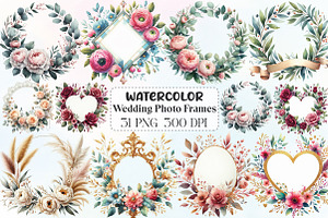 Wedding Photo Frames Clipart, an Illustration by CraftArtStudio