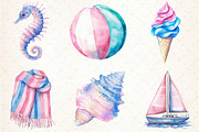 Summer Pink & Blue Coastal Clipart, an Illustration by Libby Wishes (Thumbnail 5 of 5)
