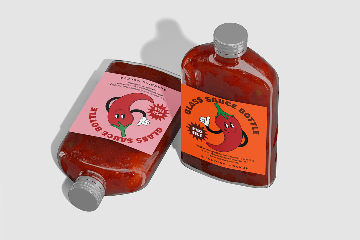 Glass Sauce Bottle Mockup, a Packaging Mockup by Unerispace (Photo 5 of 5)