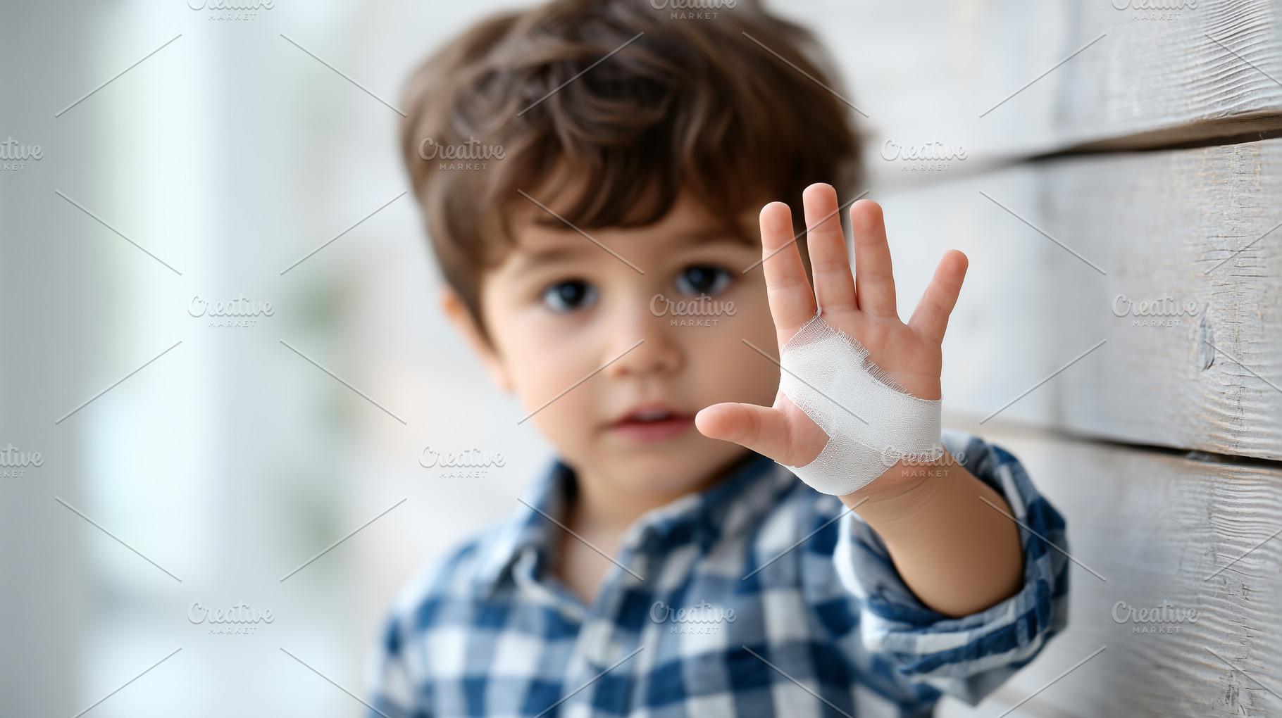Little boy with a bandaged hand, a Health & Medical Photo by MistyDay