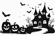 Haunted Halloween Silhouette bundle, an Illustration by hafijul (Thumbnail 2 of 9)