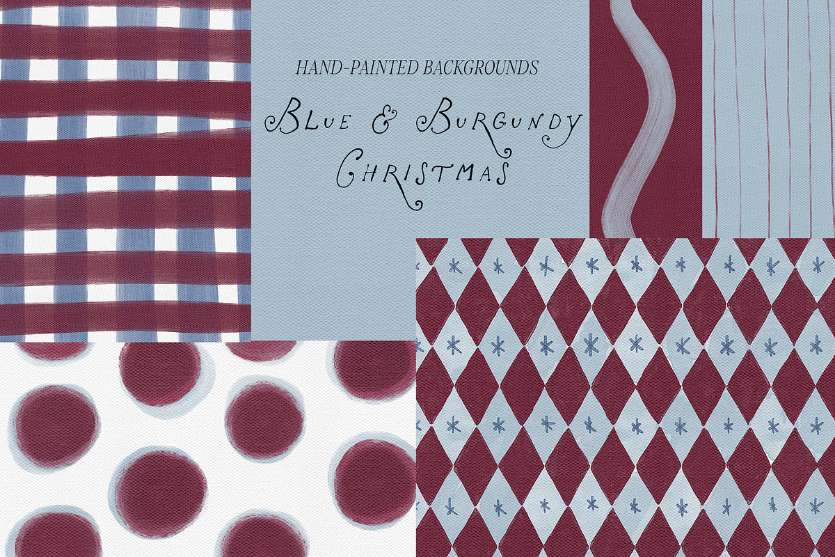 Hand-Painted Blue Burgundy Christmas, an Object Graphic by Lana Elanor (Photo 8 of 24)
