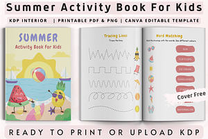Summer Activity Book for Kids, a Print Template by Book2bees