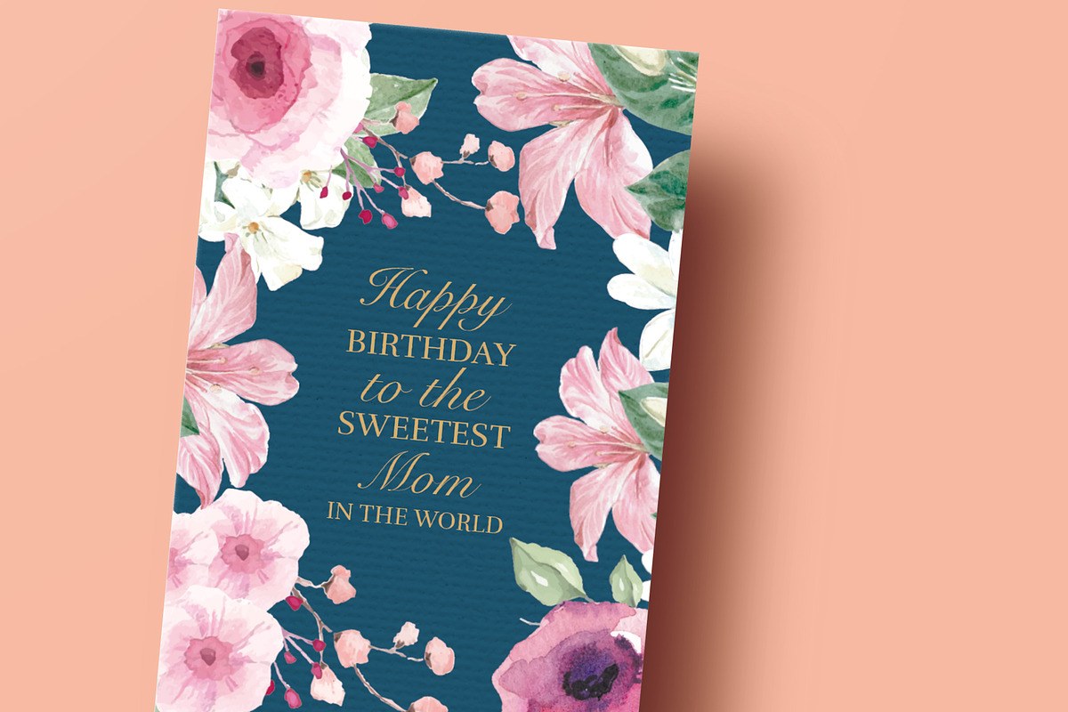 Pink & Navy Blue Greeting Card, a Card Template by Nordic.Arg (Photo 3 of 5)