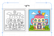 Whimsical Cozy Worlds Coloring Book, a Decorative Illustration by Design Station (Thumbnail 3 of 8)