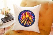 Watercolor Autumn Stained Glass Clip, an Illustration by Sublimation Artist (Thumbnail 6 of 6)