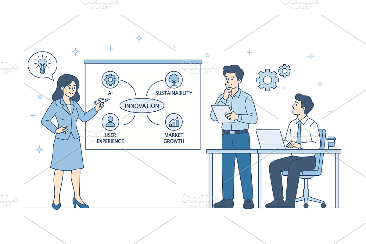 Innovation concept in business, a Person Illustration by Artsaba Family