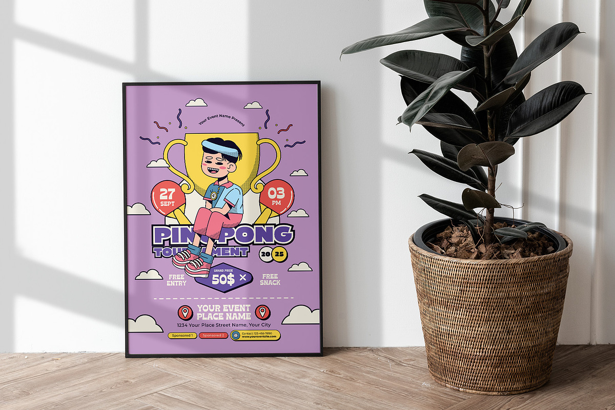 Ping Pong Tournament Flyer Template, a Flyer Template by Tiptop Graphic (Photo 2 of 5)