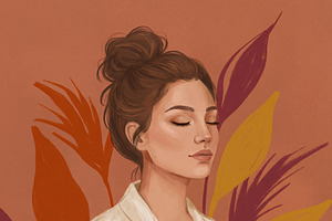 Meditating Woman - Inhale Courage, a Person Illustration by Virgo Studio