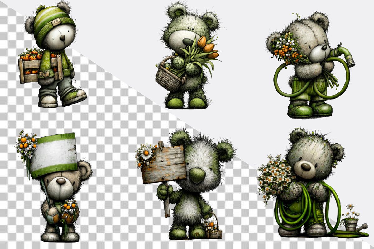 Whimsical Spring Teddy Bear Clipart, an Illustration by SVGArt (Photo 2 of 7)