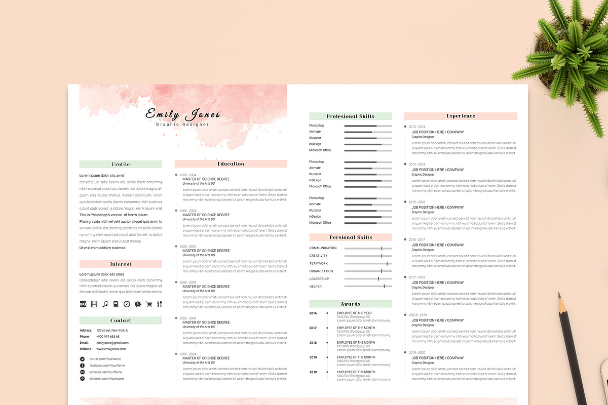 2 Page Resume & CoverLetter Template, a Resume Template by Showy68 Template (Photo 1 of 2)