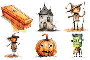 Halloween Clipart Bundle Set Vintage, a Decorative Illustration by Moon Studio (Thumbnail 4 of 5)