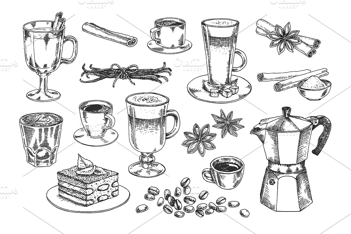 Set of coffee illustrations, a Food Illustration by Evgeniia Lanskikh (Photo 3 of 7)