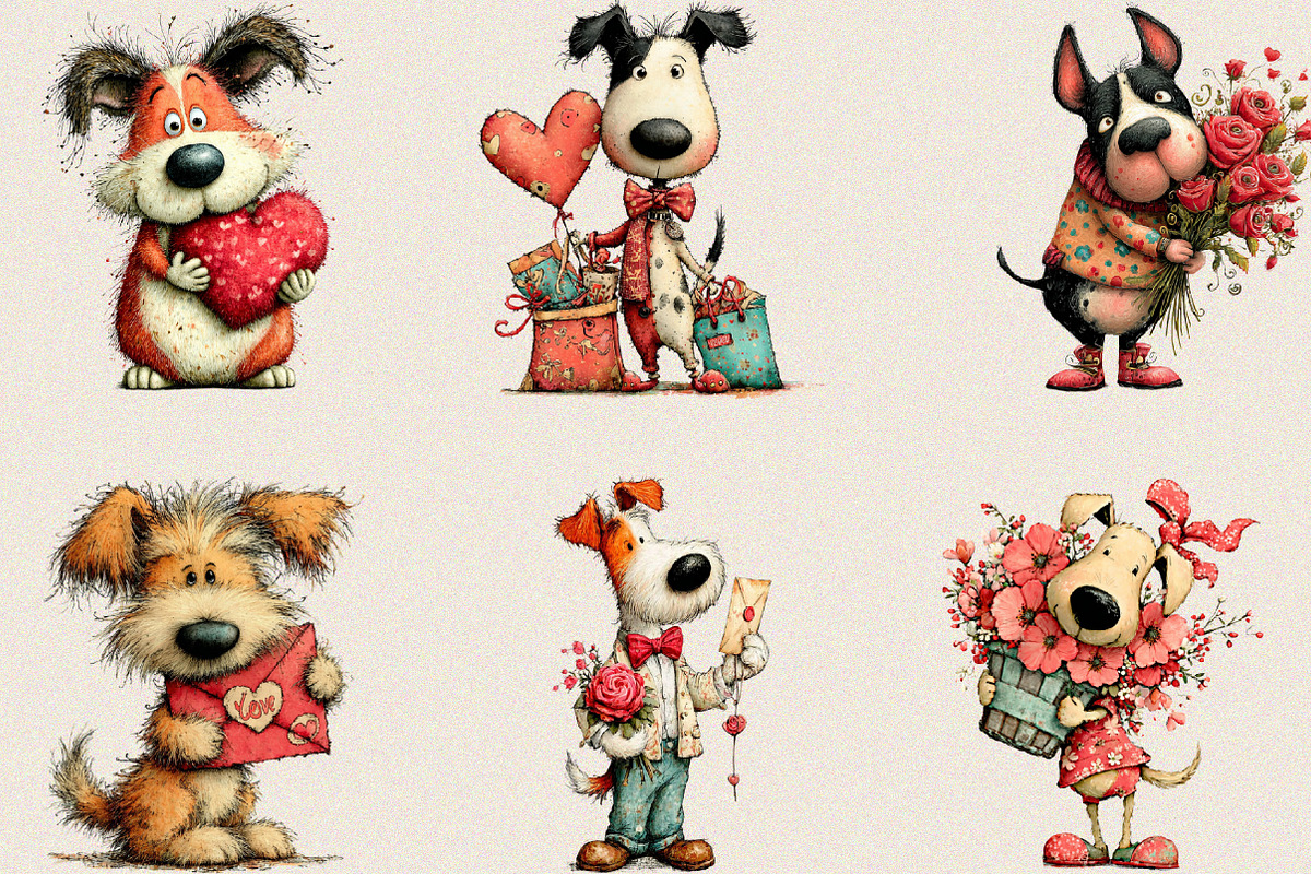 Whimsical Dogs Valentine's Day Clipa, an Illustration by SVGArt (Photo 8 of 8)