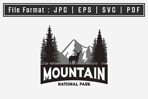 deer in the wild and mountain logo