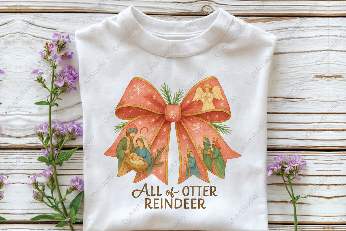Scene Christmas Coquette Bow PNG, an Illustration by CraftArtStudio (Photo 2 of 4)