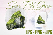 Watercolor Stone Pile Green Vector S, a Pattern Graphic by Deckar_art (Thumbnail 2 of 3)