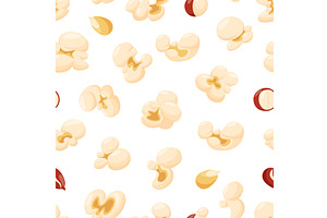 Popcorn seeds seamless pattern, a Food Illustration by LadadikArt