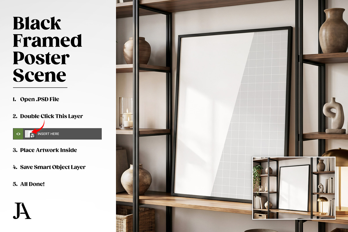Black Framed Poster DIN A PSD Mockup, a Household Mockup by Julian Adams (Photo 3 of 3)