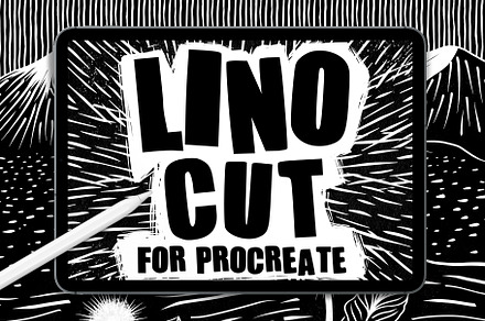 LINOCUT BRUSHES FOR PROCREATE, a Brush Add-On by seamlessteam