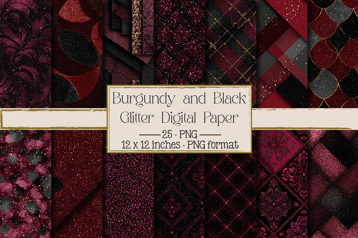 Burgundy and Black Glitter Digital, a Texture Illustration by DreamPrint404 (Photo 1 of 4)