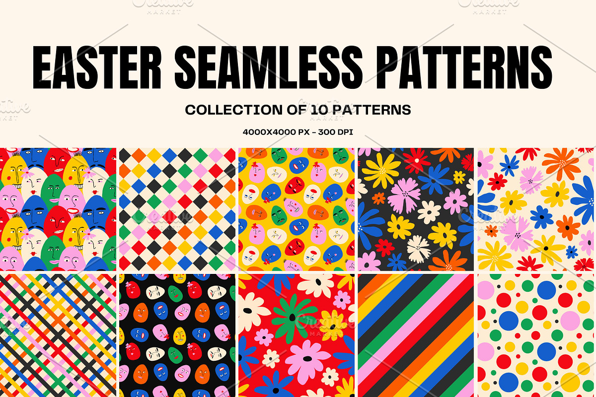 Funny Easter Patterns, a Pattern Graphic by Art's and patterns (Photo 1 of 11)