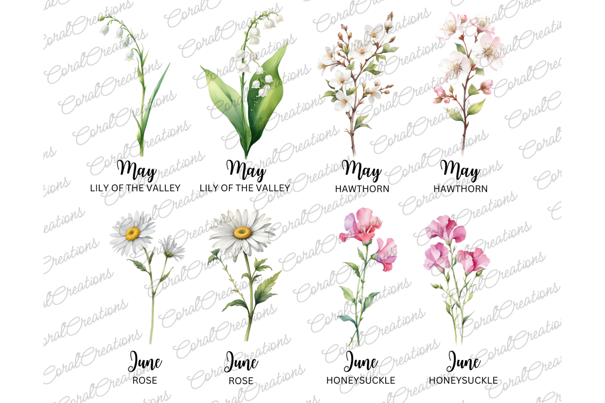 50 Watercolor Birth Month Flowers, a Decorative Illustration by Coral Beauty (Photo 4 of 8)