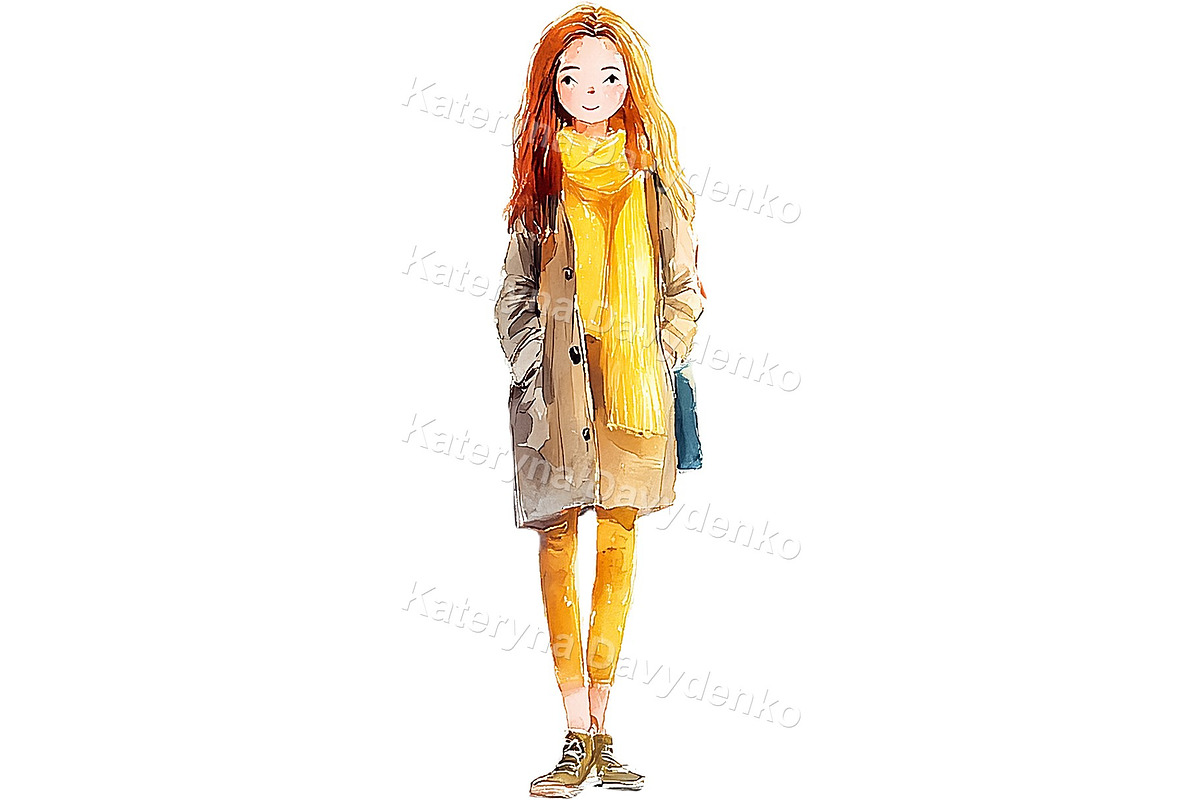 Teen Characters Watercolor PNG Set, a Person Illustration by Bubert Art (Photo 2 of 7)