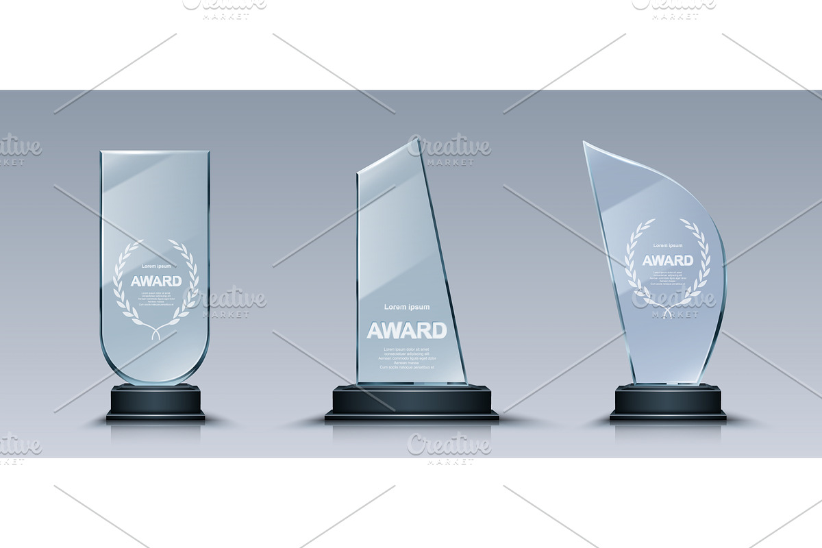Glass trophy set with elegant laurel, an Object Illustration by art PVP - market