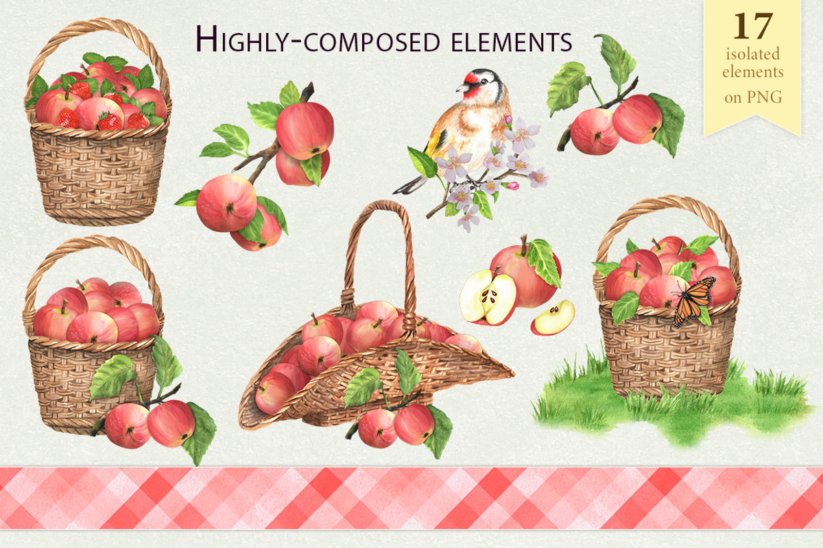 Apple Orchard Watercolor Clipart, a Food Illustration by ElenaValeto (Photo 4 of 13)