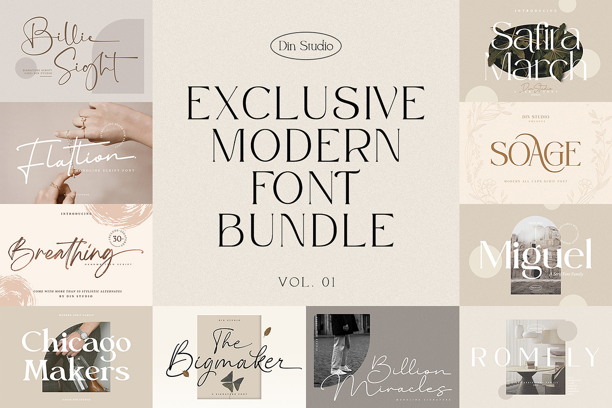 SALE - Exclusive Modern Font Bundle, a Symbol Font by din-studio.com (Photo 1 of 12)