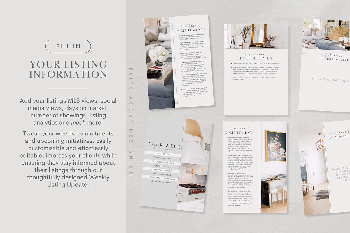Weekly Listing Update Template, a Marketing Template by eliteagentdesignco (Photo 4 of 4)