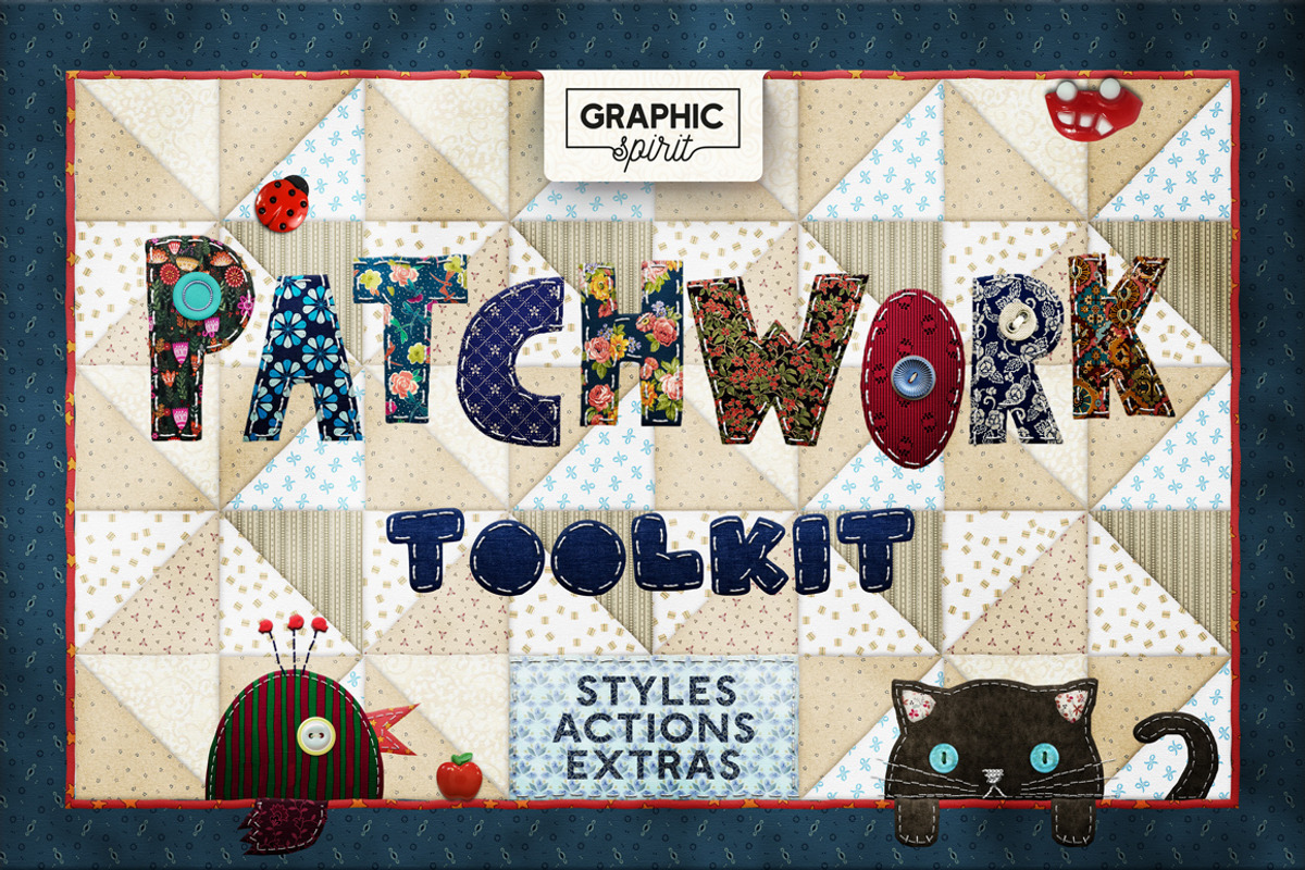 PATCHWORK Effect Photoshop TOOLKIT, a Layer Style Add-On by Graphic Spirit (Photo 1 of 19)
