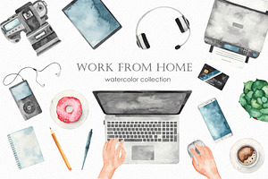 Work From Home Watercolor Collection