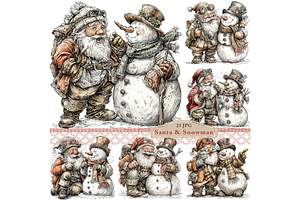 Santa and Snowman Clipart JPG