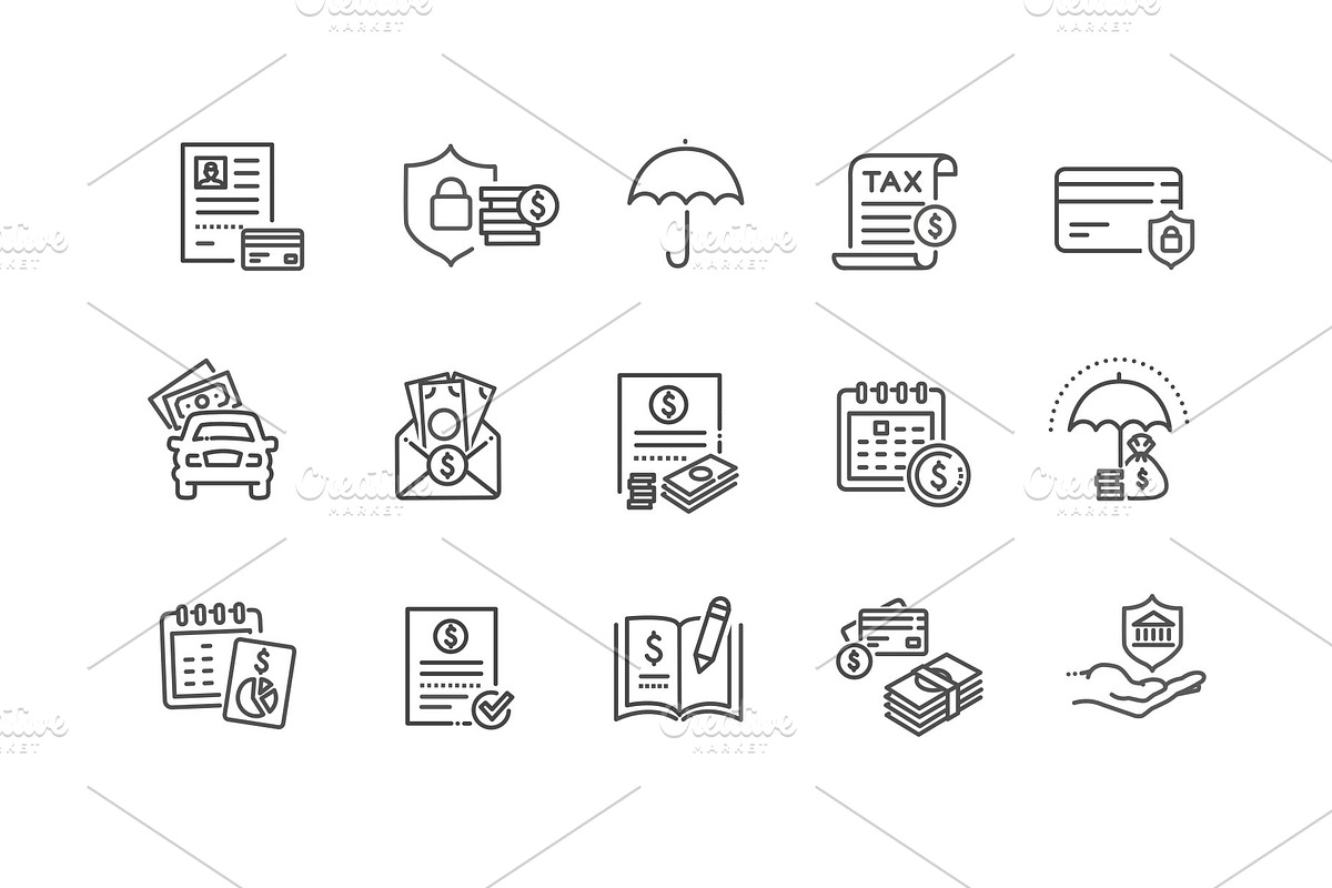 Banking and Investment Line Icons, a Finance Illustration by Tettygreen (Photo 2 of 3)