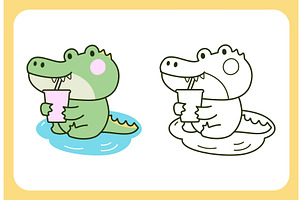 Crocodile coloring page. Funny, an Animal Illustration by Valerie Bodnar