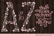 Pink & Grey Floral Alphabet Vectors, an Illustration by Amanda Ilkov (Thumbnail 2 of 5)