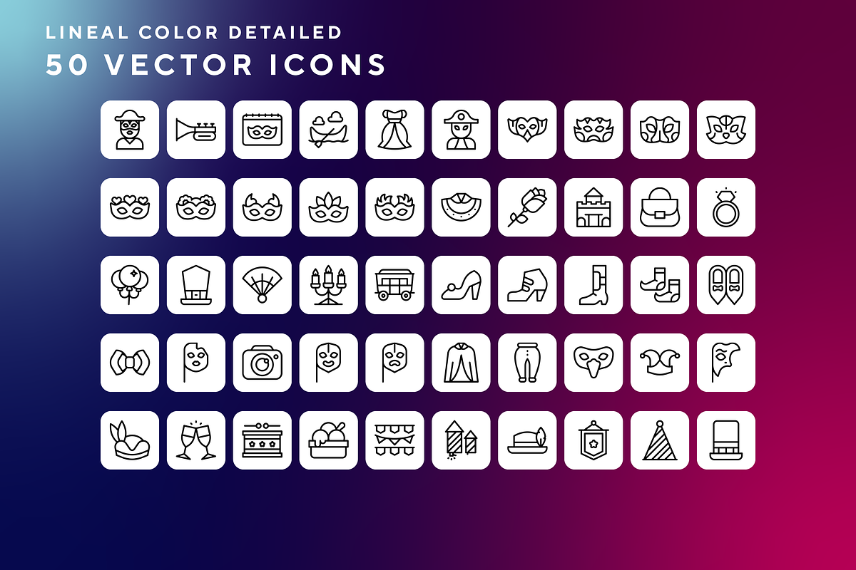 Venetian carnival icons, an Outline Icon by Wencory (Photo 1 of 2)