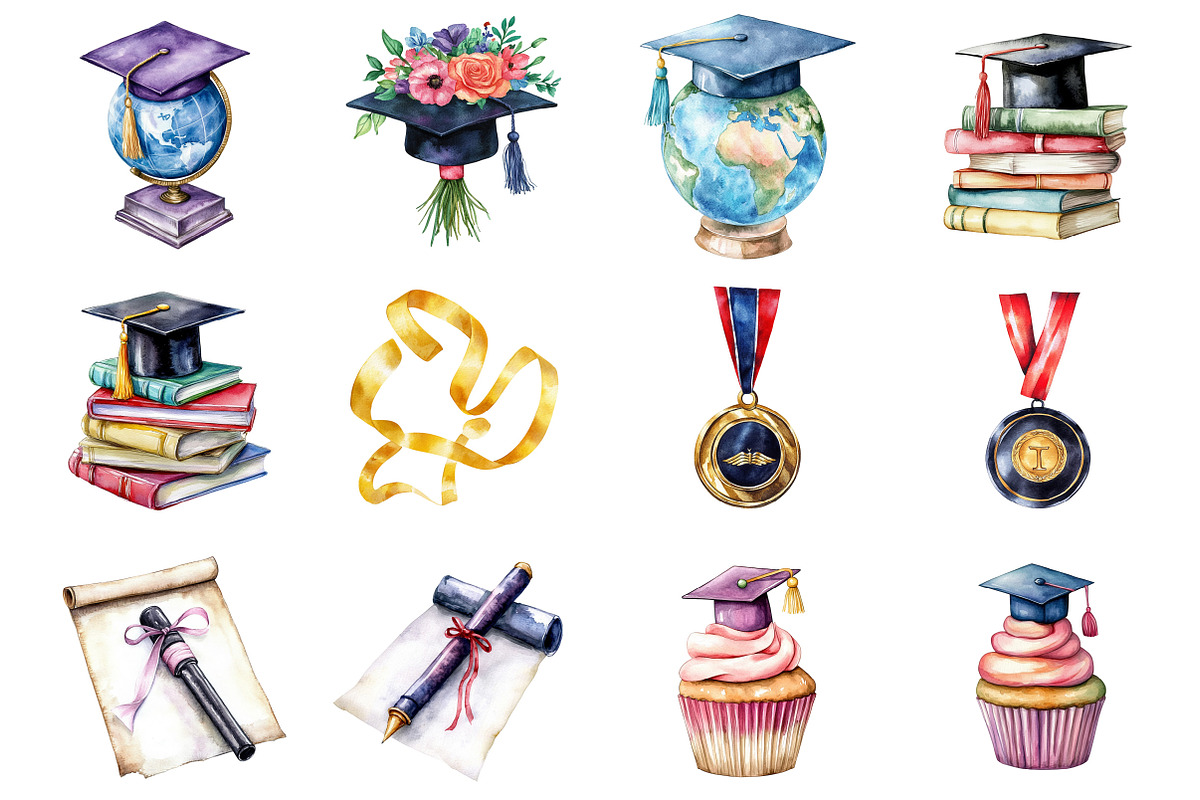 Graduation Clipart, Party Decoration, an Illustration by Design Market (Photo 3 of 4)