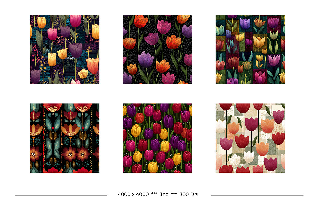 Tulip Retro Art Style Patterns, a Pattern Graphic by karenfoleyphoto (Photo 12 of 17)